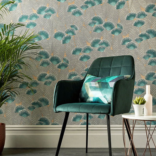Clarice - Emerald Green Wallcovering | 1838 Wallcoverings