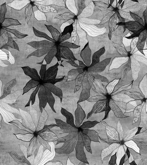 Clematis Black & White | Poppy Print Studio Wallcovering
