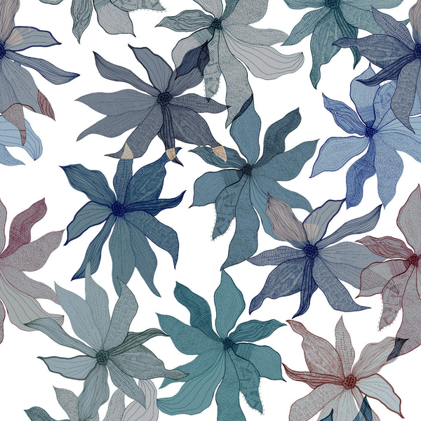Clematis Indigo White | Poppy Print Studio Wallcovering