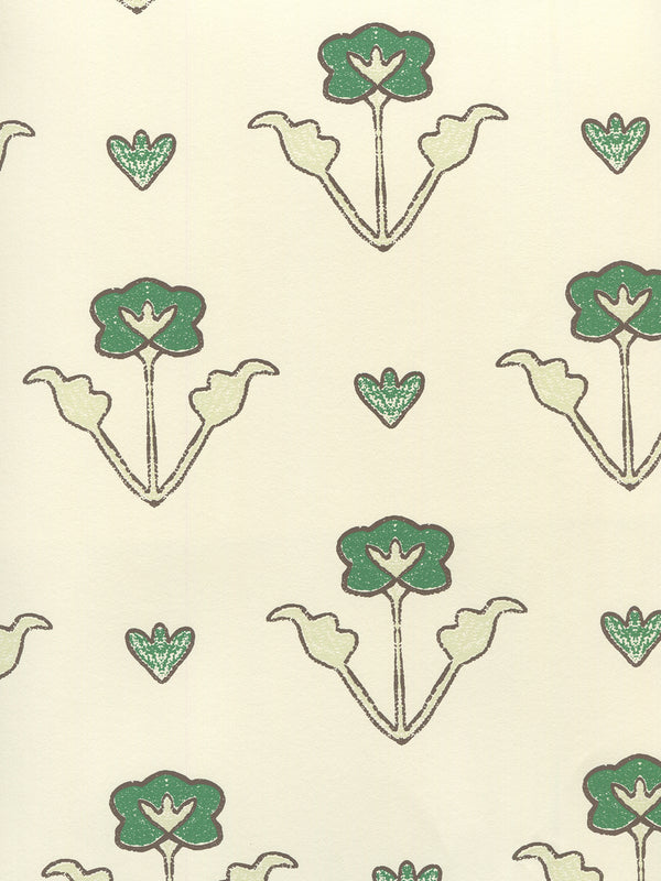Clementine All Over Green Brown on Off White Screen Printed | China Seas