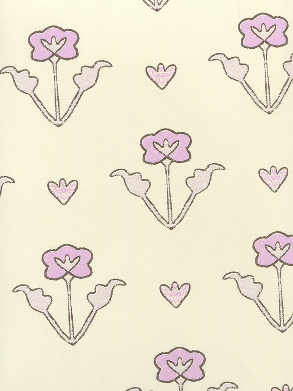 Clementine All Over Lilac Purple Brown on Off White Screen Printed | China Seas