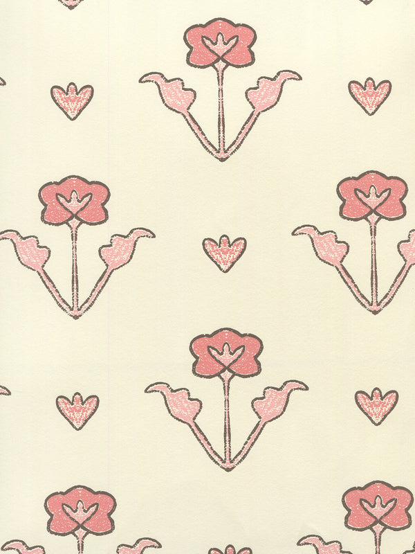 Clementine All Over Peach Pink Brown on Off White Screen Printed | China Seas