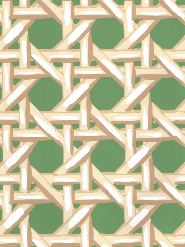 Club Cane Cream Forest Screen Printed - Mauve Wallcovering | China Seas