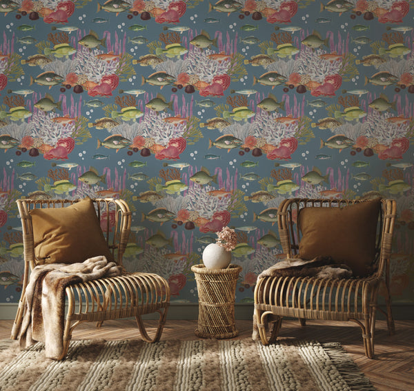 Corales - Azuloscuro Multi By Gaston Y Daniela | Gaston Origen Dos |Animal/Insects Novelty Wallcovering Print