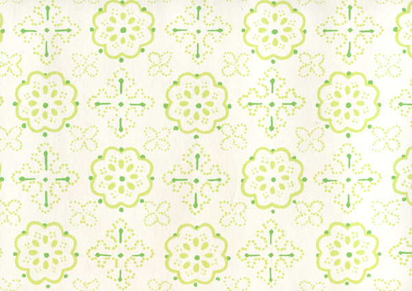 Crawford Multi Greens on Almost White Screen Printed | China Seas