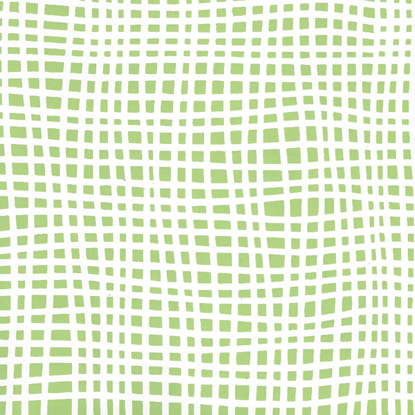 Criss Cross Green on White Screen Printed - Taupe Wallcovering | China Seas