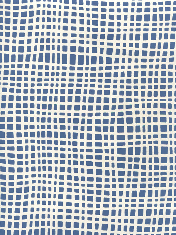 Criss Cross Navy on Almost White Screen Printed | China Seas