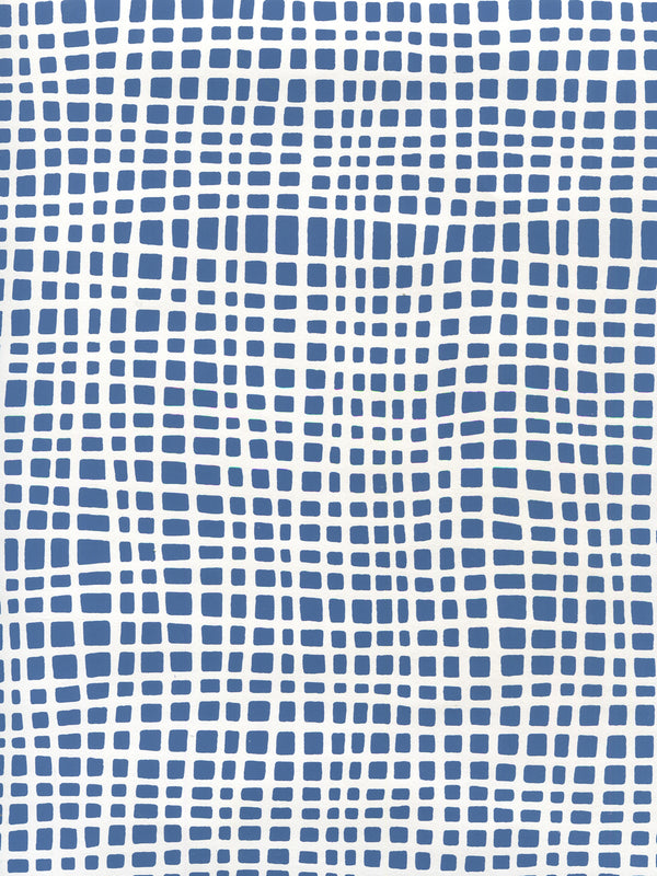 Criss Cross Navy on White Screen Printed - Navy Wallcovering | China Seas