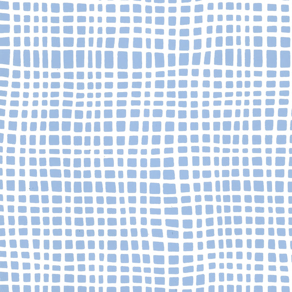 Criss Cross Slate Blue on Almost White Screen Printed | China Seas