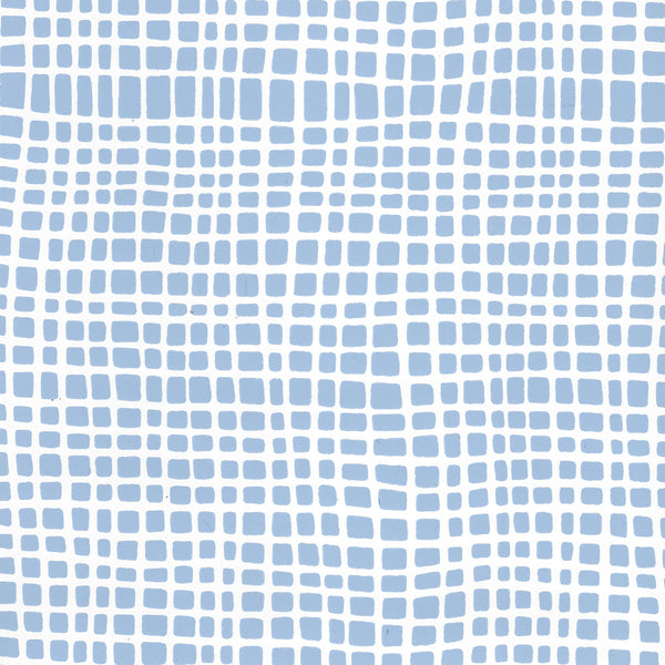 Criss Cross Slate Blue on White Vinyl Screen Printed | China Seas