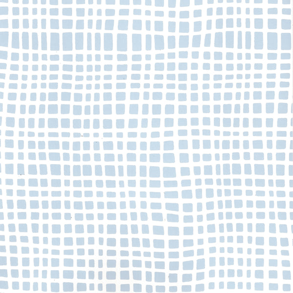 Criss Cross Swiss Blue on Almost White Screen Printed | China Seas
