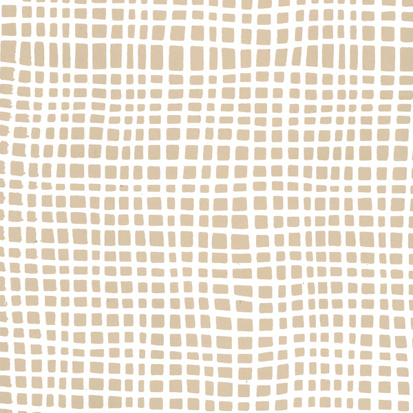 Criss Cross Taupe on Almost White Screen Printed | China Seas