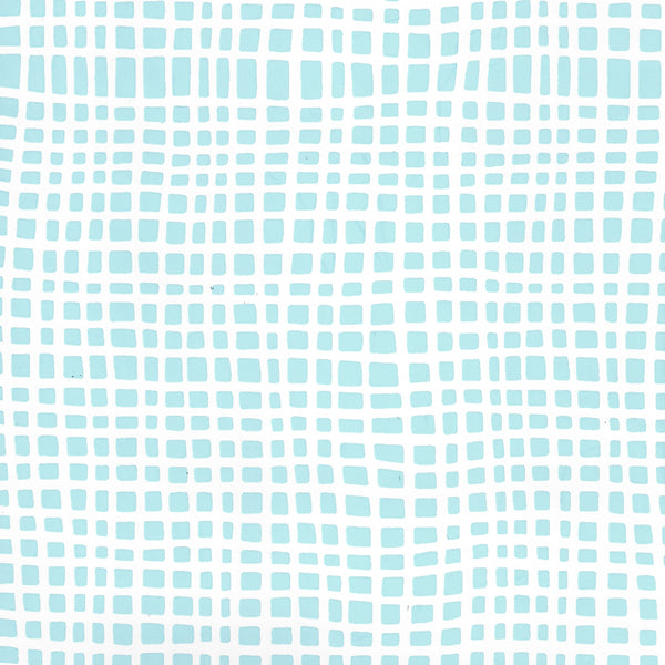 Criss Cross Turquoise on White Vinyl Screen Printed | China Seas