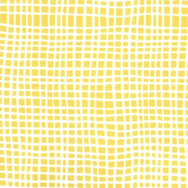 Criss Cross Yellow on White Screen Printed - Beige Wallcovering | China Seas