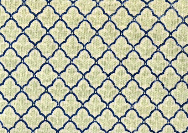 Cumberland on Grasscloth Green Navy on Cream Screen Printed | China Seas