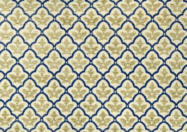 Cumberland on Grasscloth Metallic Gold Navy on Cream Screen Printed | China Seas
