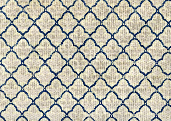 Cumberland on Grasscloth Pumice Navy on Cream Screen Printed | China Seas
