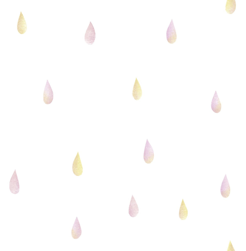 Malibu Raindrops Wallpaper - Contemporary Kids & Nursery - Strawberry Lemonade | Malibu Wallpaper