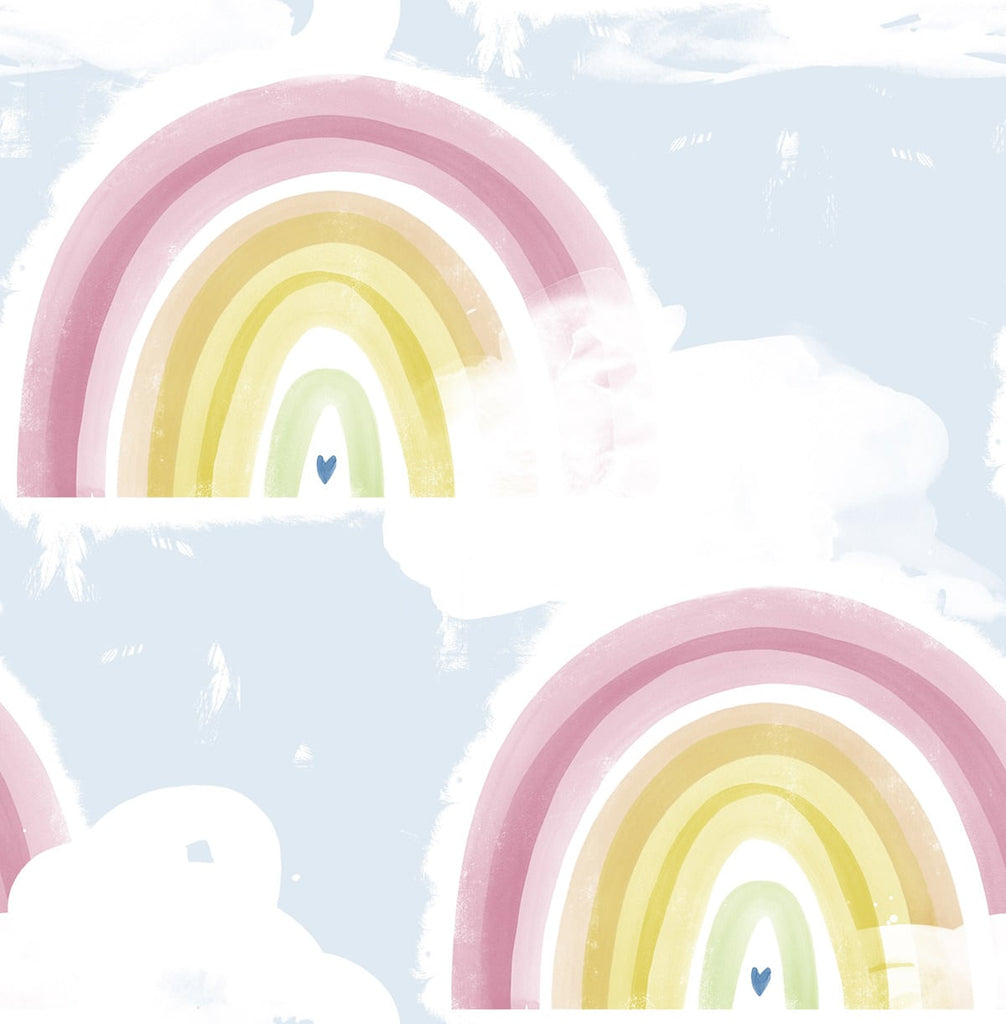 Malibu Rainbows Wallpaper - Contemporary Kids & Nursery - Powder Blue | Malibu Wallpaper