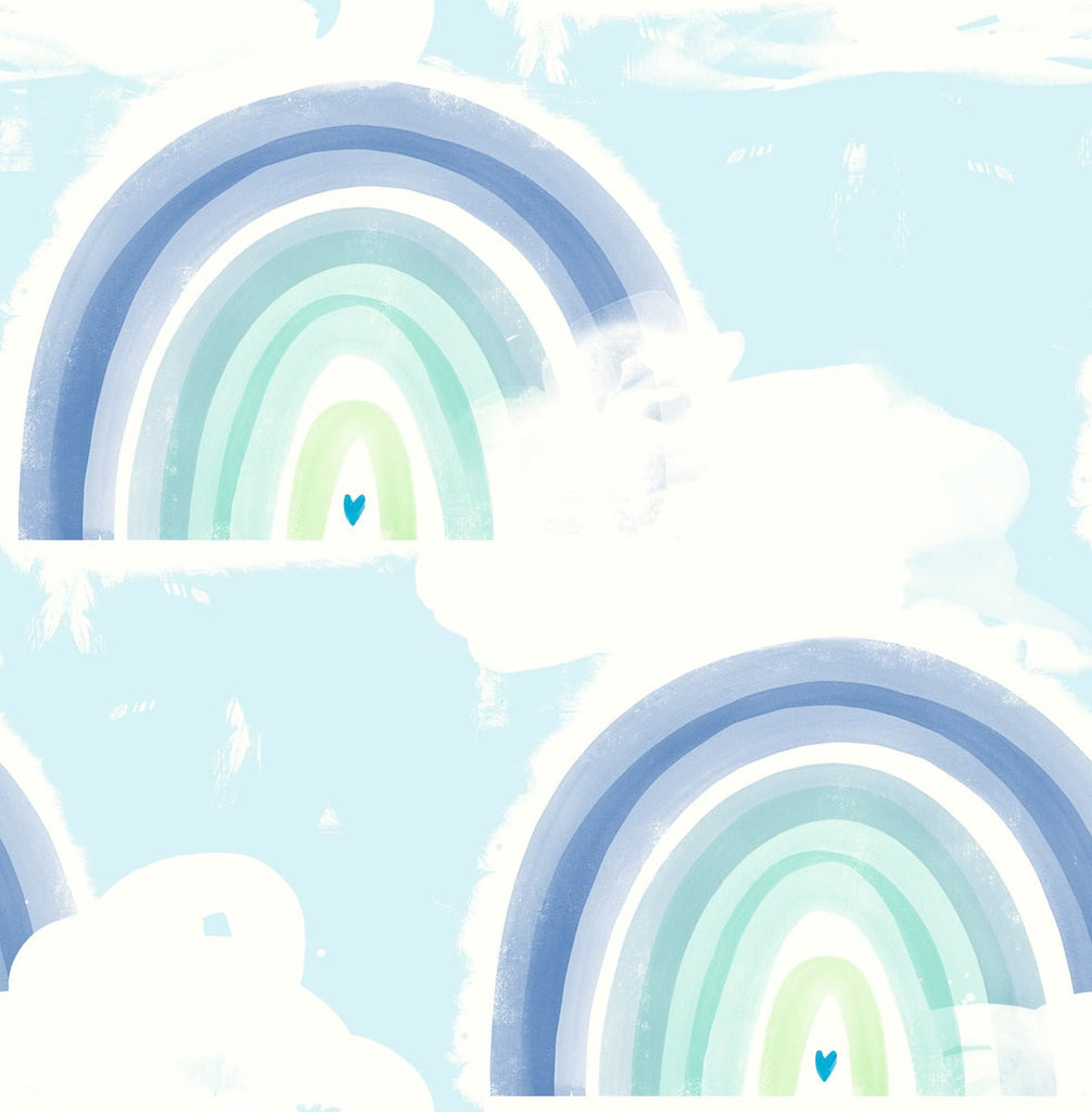 Malibu Rainbows Wallpaper - Contemporary Kids & Nursery - Blue and Green | Malibu Wallpaper