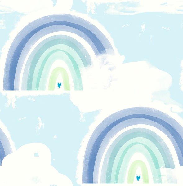 Malibu Rainbows Wallpaper - Contemporary Kids & Nursery - Blue and Green | Malibu Wallpaper