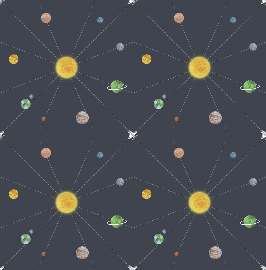 Malibu Connecting Space Wallpaper - Contemporary Kids & Nursery - Midnight Blue | Malibu Wallpaper