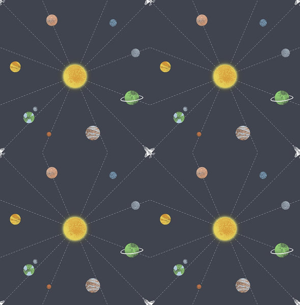 Malibu Connecting Space Wallpaper - Contemporary Kids & Nursery - Midnight Blue | Malibu Wallpaper