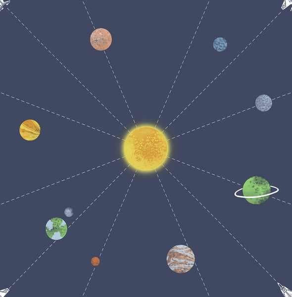 Malibu Connecting Space Wallpaper - Contemporary Kids & Nursery - Navy | Malibu Wallpaper