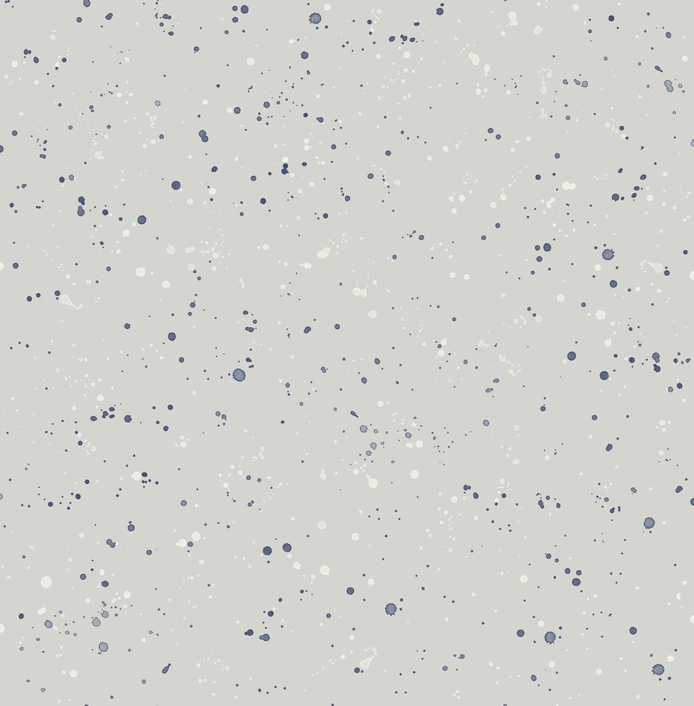 Malibu Paint Splatter Wallpaper - Contemporary Kids & Nursery - Gray and Midnight Blue | Malibu Wallpaper