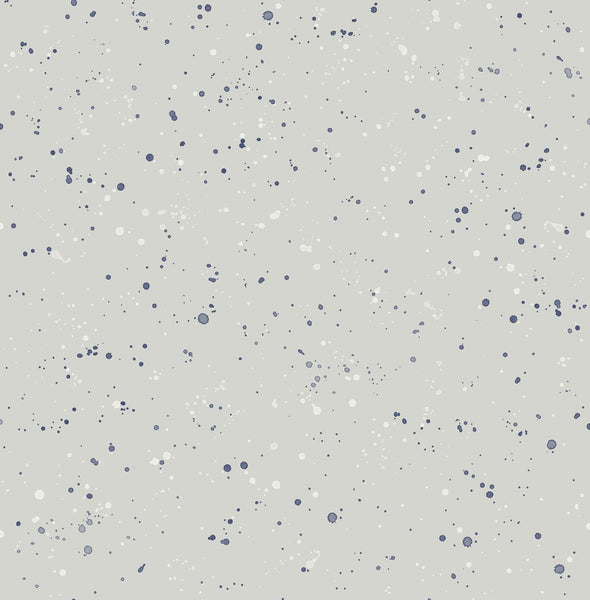 Malibu Paint Splatter Wallpaper - Contemporary Kids & Nursery - Gray and Midnight Blue | Malibu Wallpaper