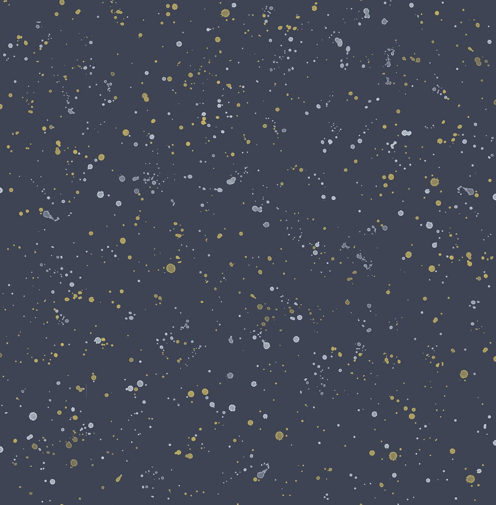 Malibu Paint Splatter Wallpaper - Contemporary Kids & Nursery - Navy and Metallic Gold | Malibu Wallpaper