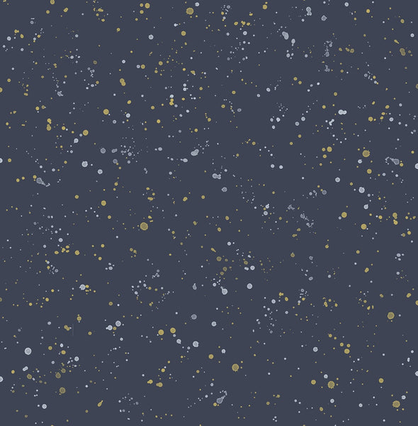 Malibu Paint Splatter Wallpaper - Contemporary Kids & Nursery - Navy and Metallic Gold | Malibu Wallpaper
