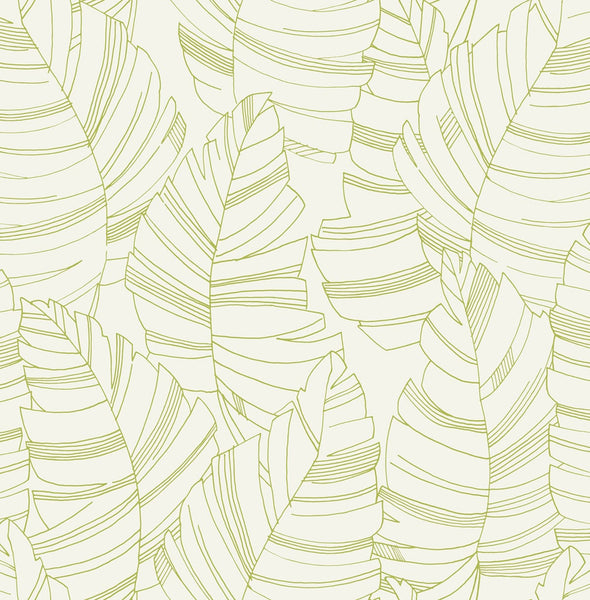 Malibu Jungle Leaves Wallpaper - Contemporary Kids & Nursery - Green Apple | Malibu Wallpaper