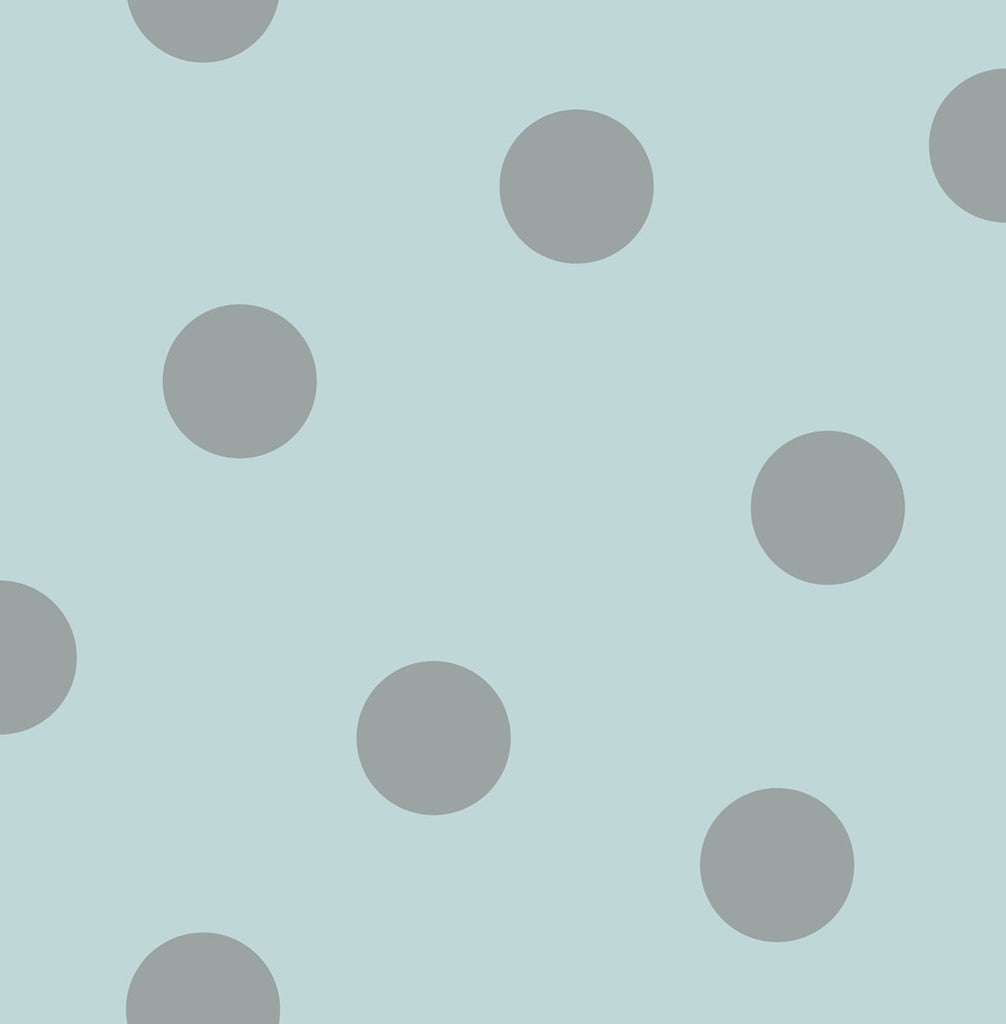 Malibu Dots Wallpaper - Contemporary Kids & Nursery - Teal and Metallic Silver | Malibu Wallpaper
