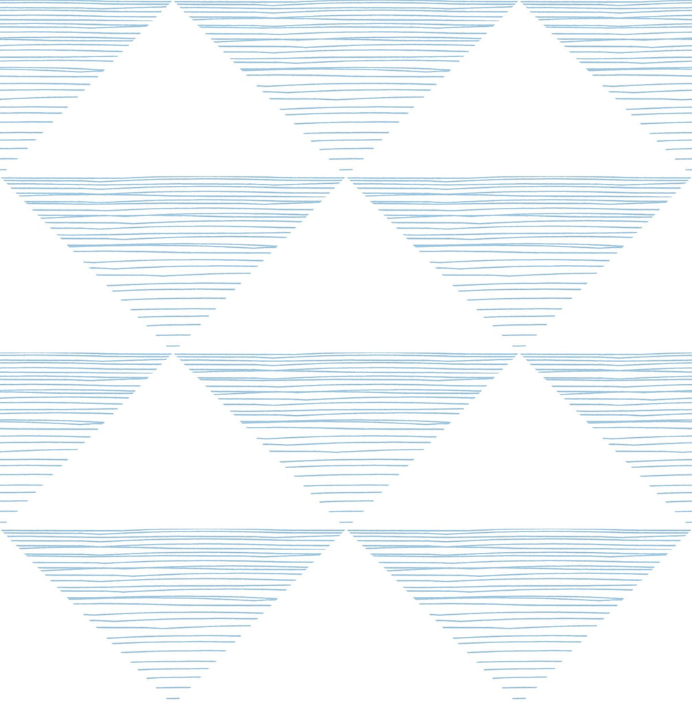 Malibu Geo Stripe Wallpaper - Contemporary Kids & Nursery - Sky Blue | Malibu Wallpaper