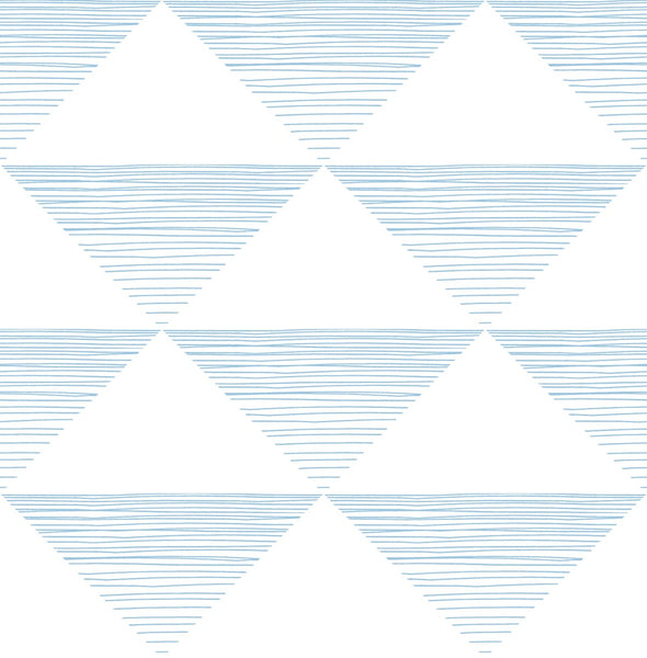 Malibu Geo Stripe Wallpaper - Contemporary Kids & Nursery - Sky Blue | Malibu Wallpaper