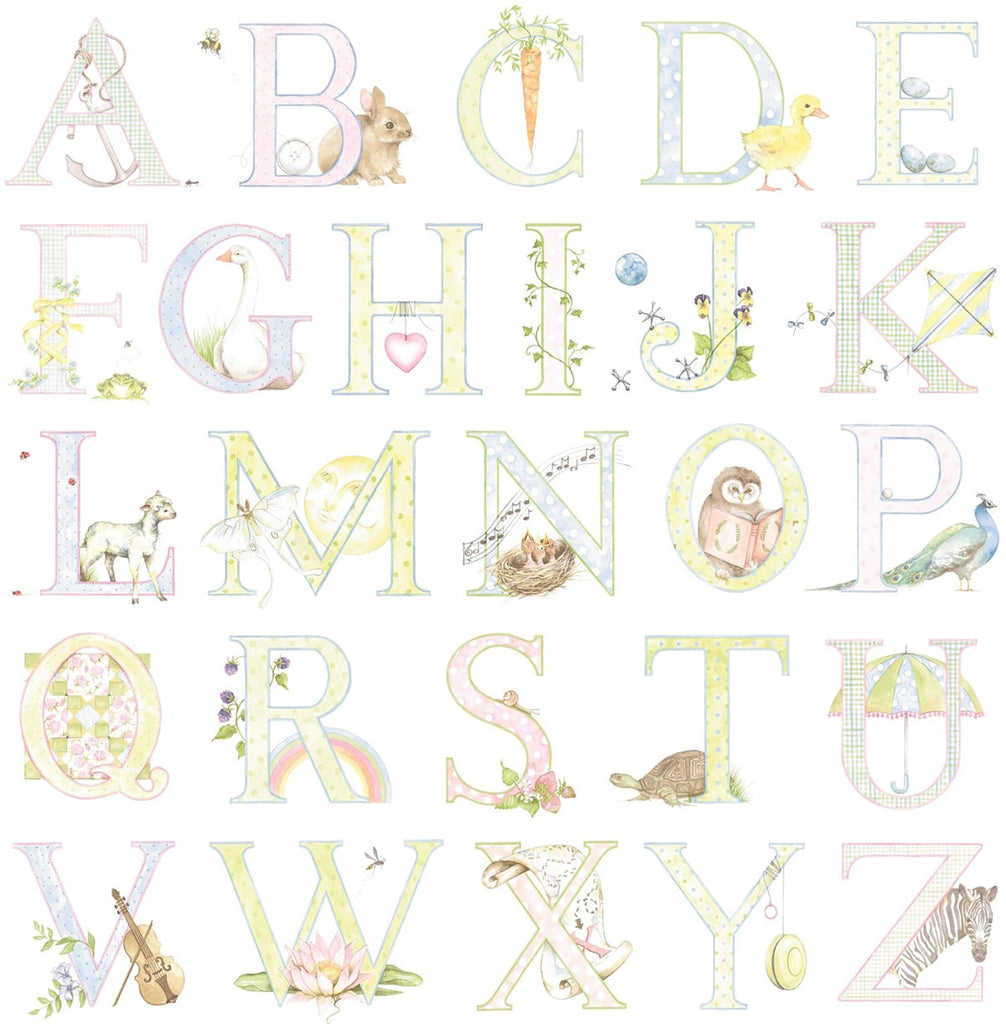 Malibu Alphabet Wallpaper - Contemporary Kids & Nursery - Pastel | Malibu Wallpaper