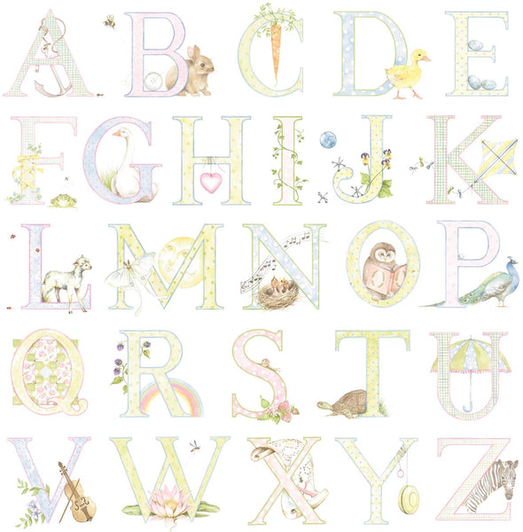 Malibu Alphabet Wallpaper - Contemporary Kids & Nursery - Pastel | Malibu Wallpaper