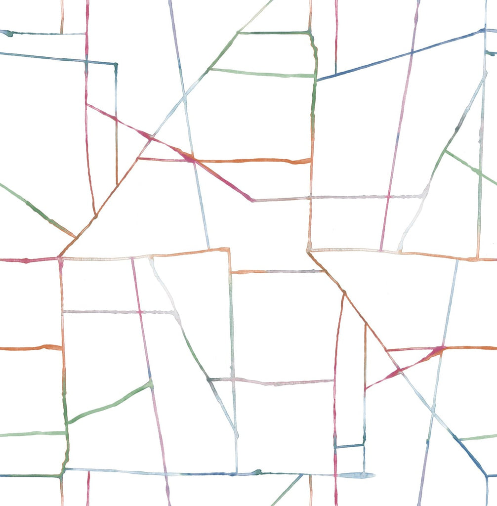 Malibu Geo Creative Wallpaper - Contemporary Kids & Nursery - Orange, Pink, and Green | Malibu Wallpaper