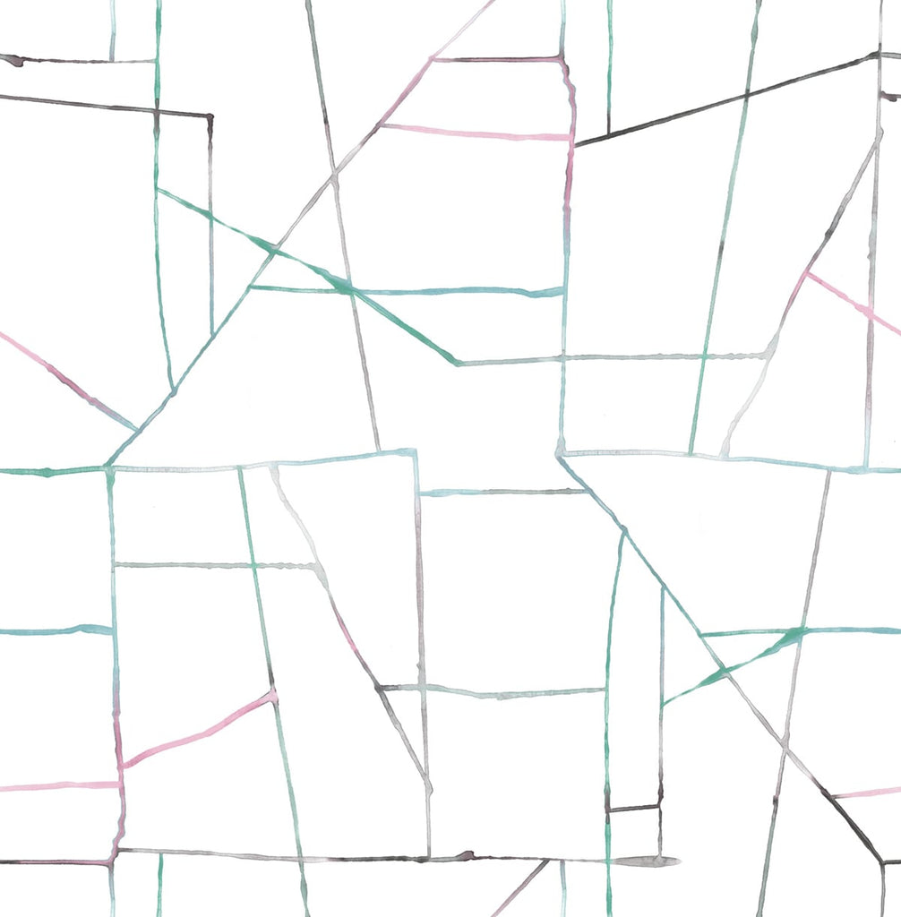 Malibu Geo Creative Wallpaper - Contemporary Kids & Nursery - Pink, Teal, and Gray | Malibu Wallpaper