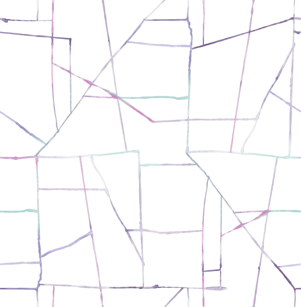 Malibu Geo Creative Wallpaper - Contemporary Kids & Nursery - Purple, Teal, and Pink | Malibu Wallpaper