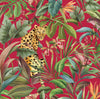 Malibu PS Tropical Leopard  Contemporary Animal Print - Gloss Red | Peel and Stick Removable Wallpaper