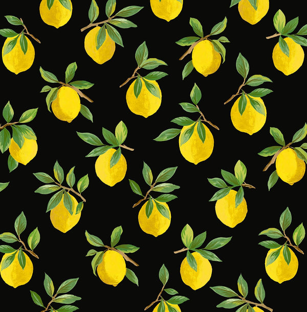 Malibu Ps Lemoncello Contemporary Botanical - Black | Peel and Stick Removable Wallcovering