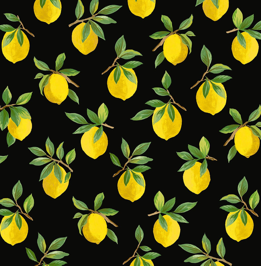 Malibu PS Lemoncello Contemporary Botanical - Black | Peel and Stick Removable Wallpaper