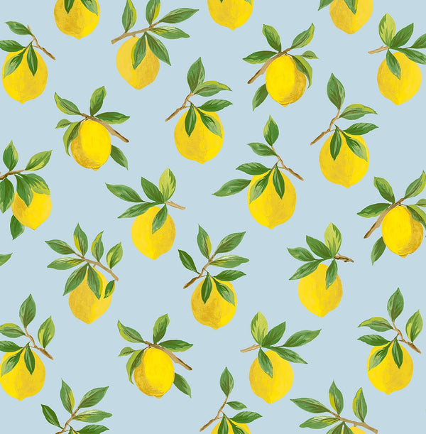 Malibu Ps Lemoncello Contemporary Botanical - Sky Blue | Peel and Stick Removable Wallcovering