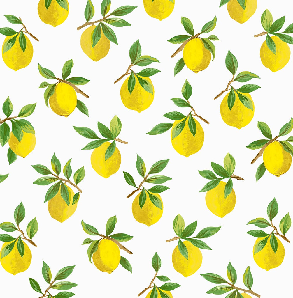 Malibu PS Lemoncello Contemporary Botanical - White | Peel and Stick Removable Wallpaper