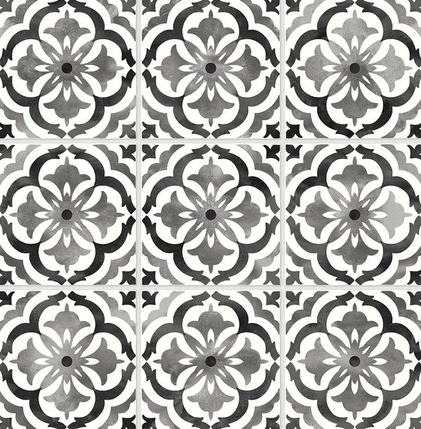 Malibu Ps Sorento Tile Contemporary Tile - Black | Peel and Stick Removable Wallcovering