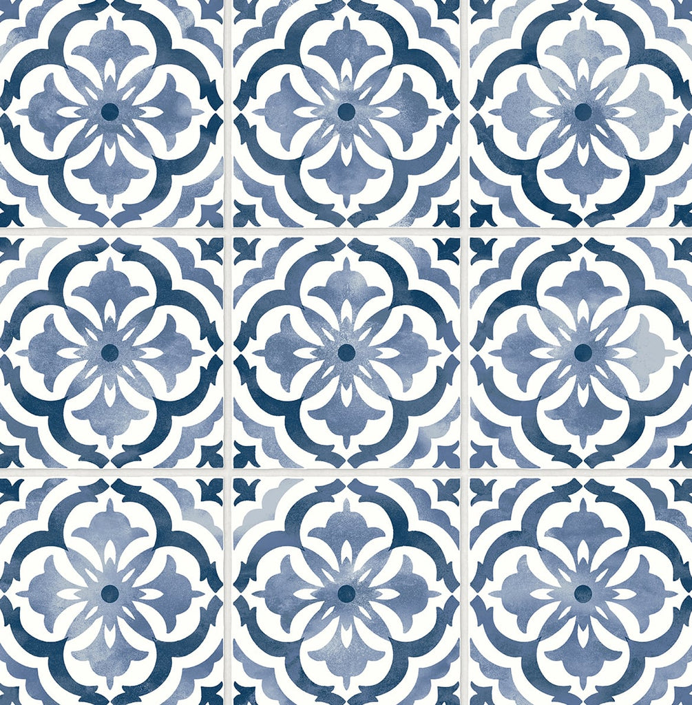 Malibu PS Sorento Tile Contemporary Tile - Navy | Peel and Stick Removable Wallpaper