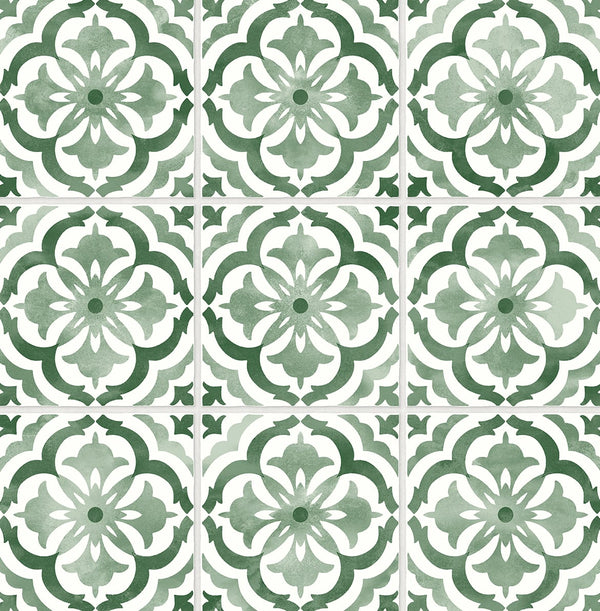Malibu Ps Sorento Tile Contemporary Tile - Jungle Green | Peel and Stick Removable Wallcovering