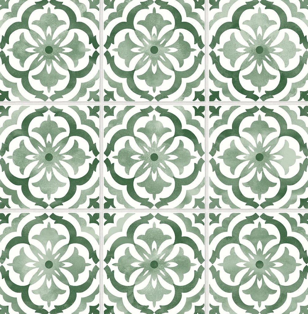 Malibu PS Sorento Tile Contemporary Tile - Jungle Green | Peel and Stick Removable Wallpaper